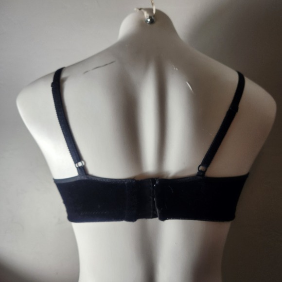 Vintage Victoria Secret Black Velvet Bra Y2K Mini Bustier Corset Dream Angel - Picture 2 of 15
